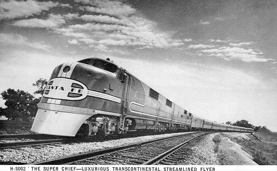 Super Chief streamliner postcard