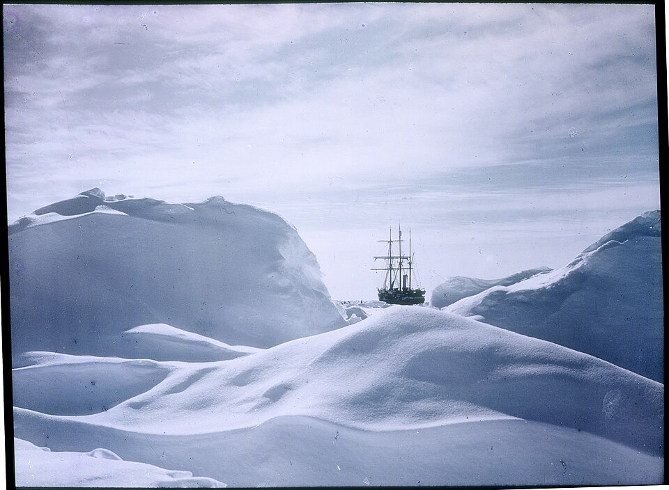 Glimpse of Endurance among snow hummocks